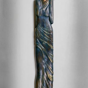 Virgen de las Hojas - Bajorrelieve en Eucaliptus 190 x 23 x 5 cm