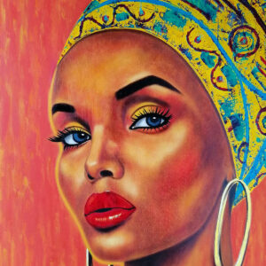 African woman three, 0il on canvas 90x70cm.