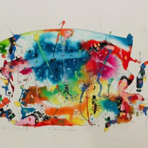 Le crépuscule des idylles, 76x56cm, Mixmedia on watercolour paper